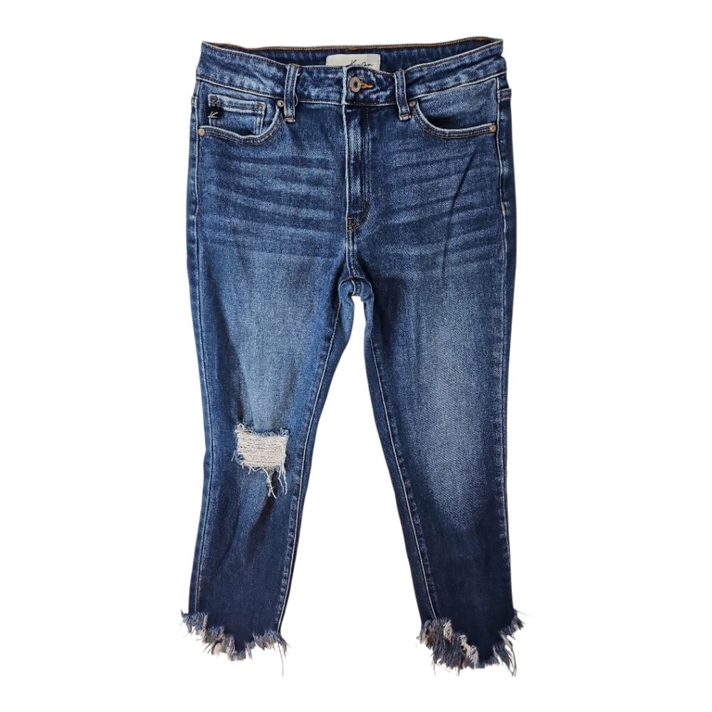 KanCan Audrina Distressed Skinny Mid-Rise Frayed Ankle Jeans Size 9/28 - Picture 1 of 9